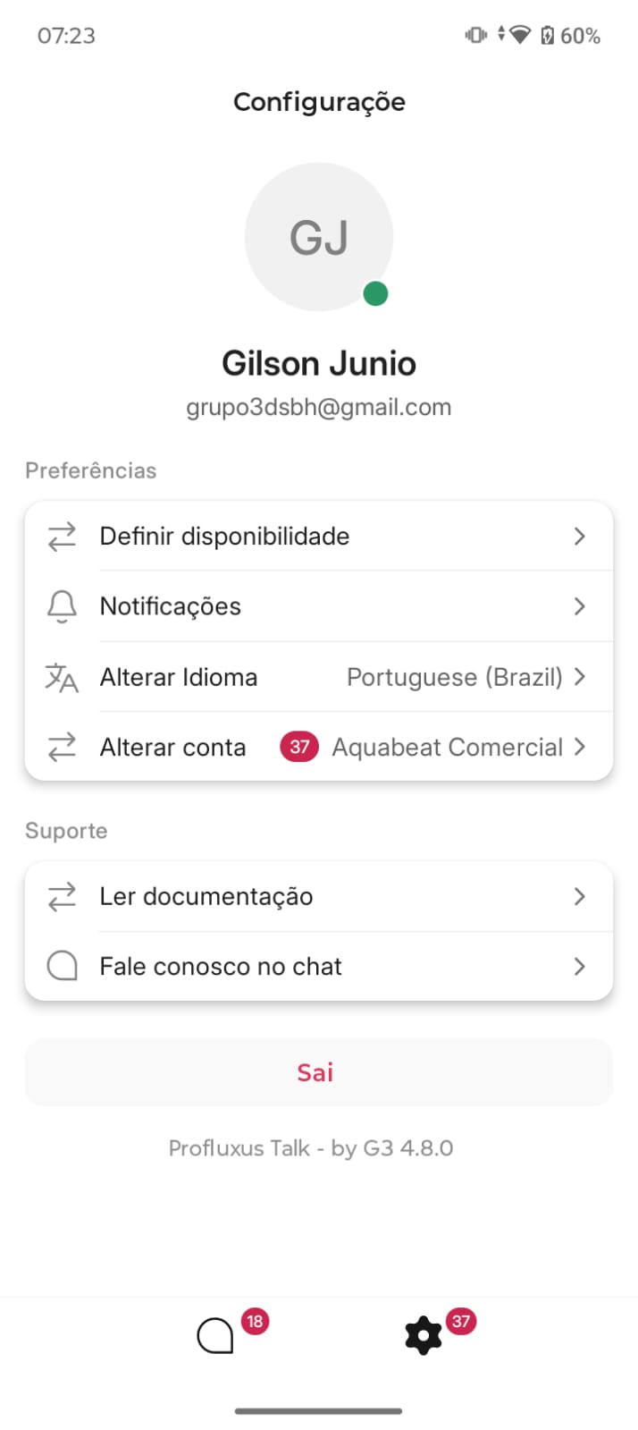 Tela 12 do app Profluxus