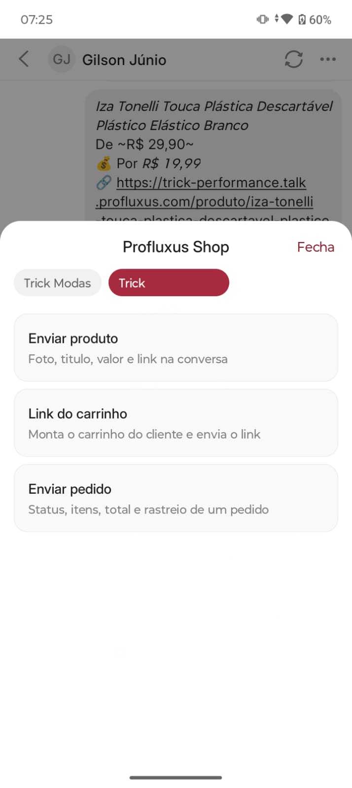 Tela 7 do app Profluxus