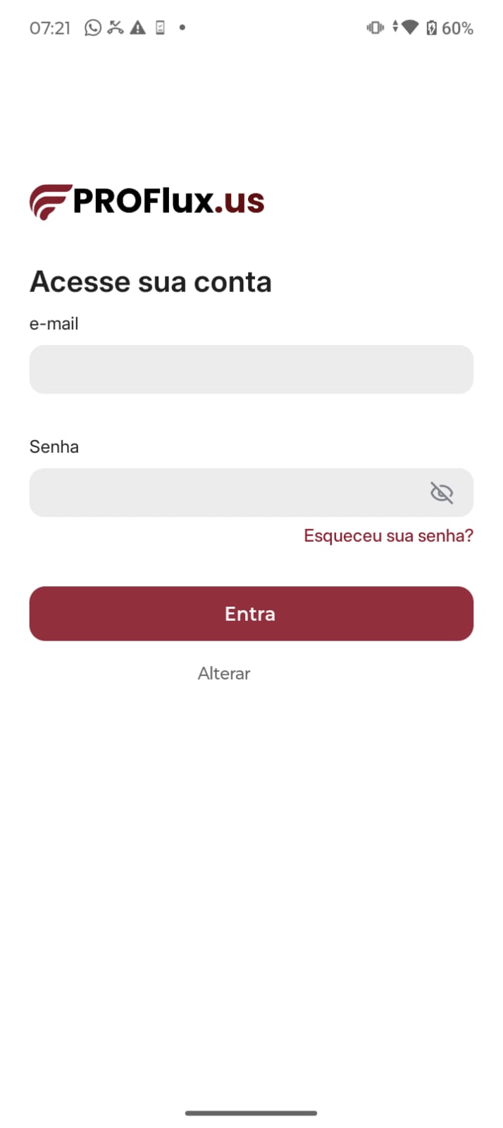 Tela 2 do app Profluxus
